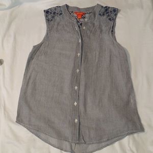 Joe Fresh‎ Sleeveless Boho Embroidered Oxford Shirt